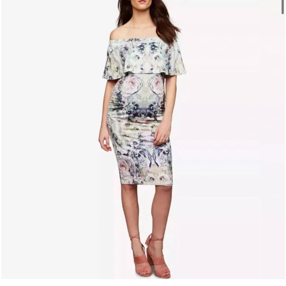 Floral off the shoulder maternity dress